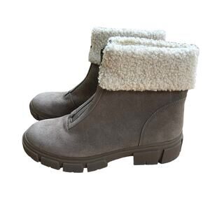 Blondo Plaka Waterproof Faux Fur Boot Dark Taupe Bootie, Size 7.5